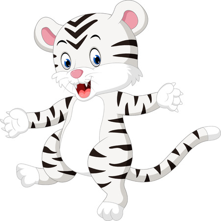 illustration of cute baby white tigerのイラスト素材