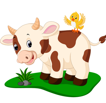 Cute cow cartoonのイラスト素材