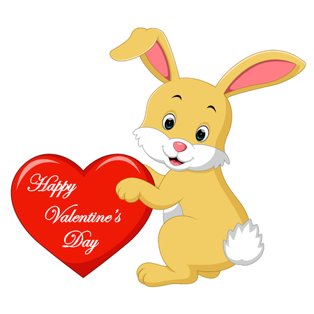 rabbit cartoon with loveのイラスト素材