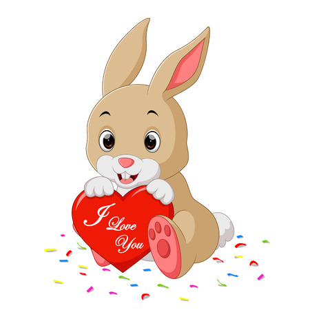 rabbit cartoon with loveのイラスト素材