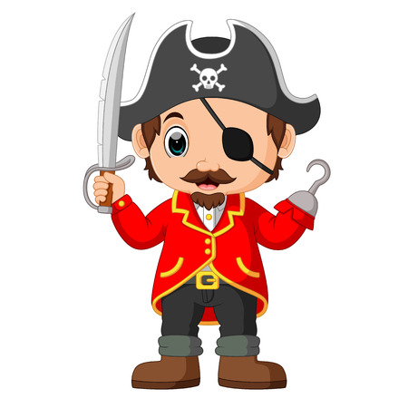 Cartoon captain pirate holding a swordのイラスト素材