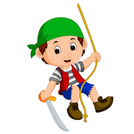 Cartoon pirate holding a swordのイラスト素材