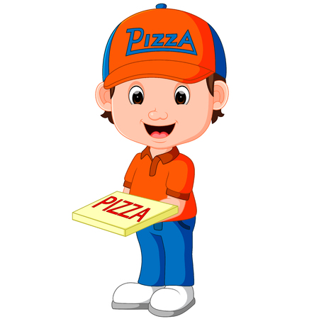 pizza delivery man cartoonのイラスト素材