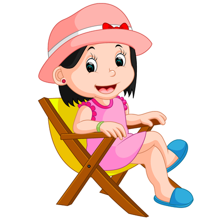 Girl sitting on chairのイラスト素材