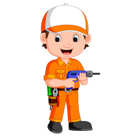 Cartoon illustration of a mechanicの写真素材