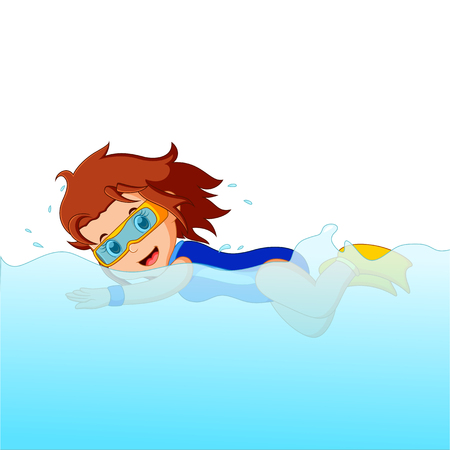 young woman snorkelingのイラスト素材