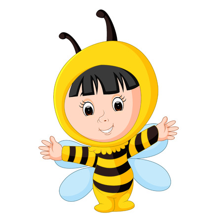 Cute baby wearing a bee suitのイラスト素材