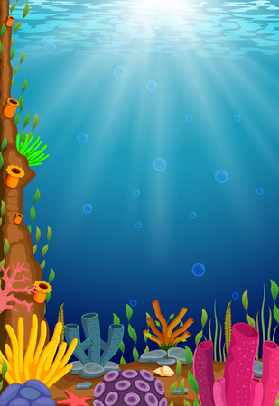 Underwater scene with tropical coral reefのイラスト素材