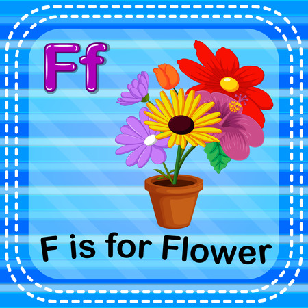 Flashcard letter F is for flowerのイラスト素材
