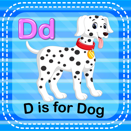 Flashcard letter D is for dog illustration on blue background.のイラスト素材