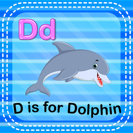 Flashcard letter D is for dolphin Vector illustration.のイラスト素材