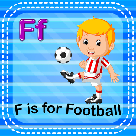 Flashcard letter F is for football Vector illustration.のイラスト素材
