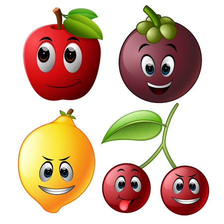 Fresh fruit with faceのイラスト素材