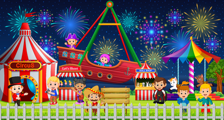 People having fun at the carnivalのイラスト素材