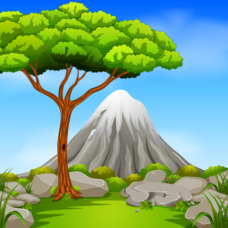 Beautiful mountain in forest vector illustration.のイラスト素材