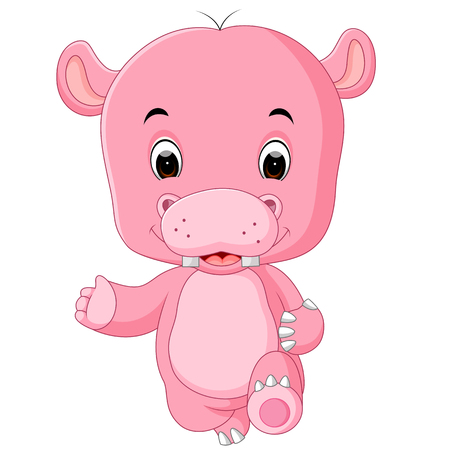 Funny hippo jumpingのイラスト素材