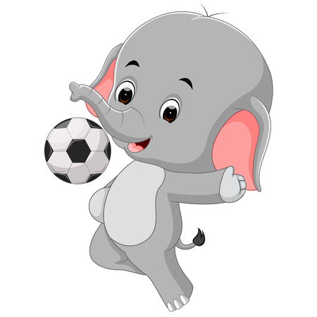 funny elephant cartoon with ballの写真素材