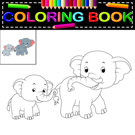 elephant coloring bookのイラスト素材