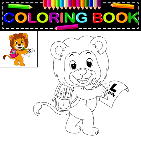 lion coloring book Vector illustration.のイラスト素材