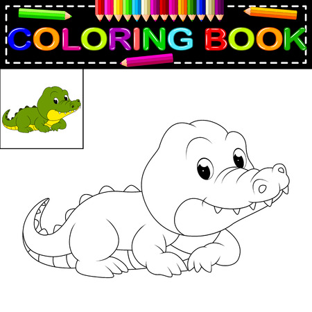crocodile coloring bookのイラスト素材