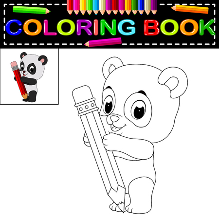 cute happy panda coloring bookの写真素材