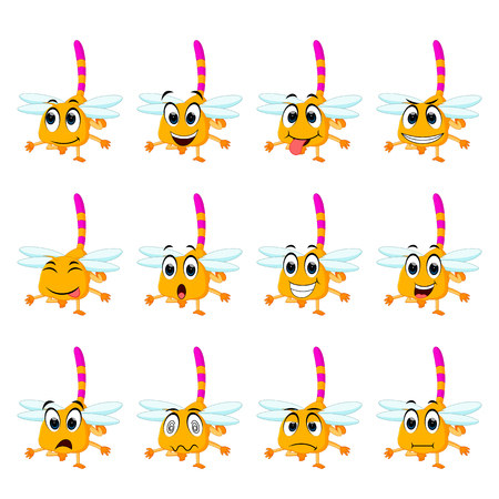 Dragonfly with different facial expressions illustration.のイラスト素材
