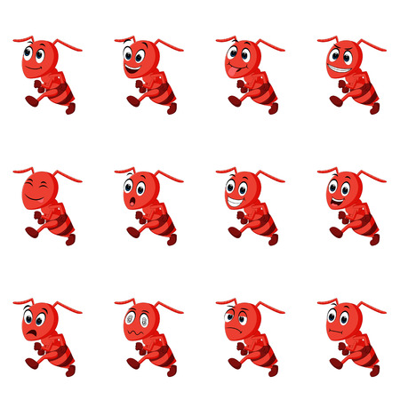 Ant with different facial expressions illustration.のイラスト素材