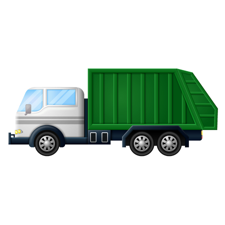 Rubbish truck on white background illustrationのイラスト素材