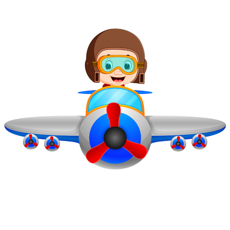 Pilot riding flying plane iconのイラスト素材