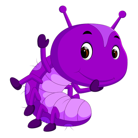 a purple caterpillar cartoonのイラスト素材