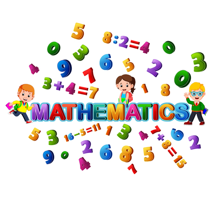 Font design for word mathematics with studentのイラスト素材