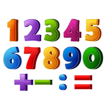 colorful numbers and mathematical operationsの写真素材