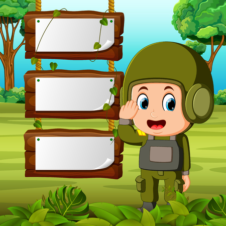 a soldier doing a hand saluteのイラスト素材
