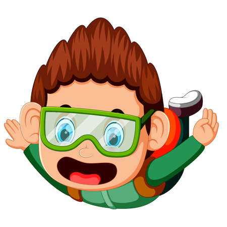 Skydiver falls through the airのイラスト素材