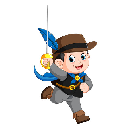 Cute musketeer with swordのイラスト素材