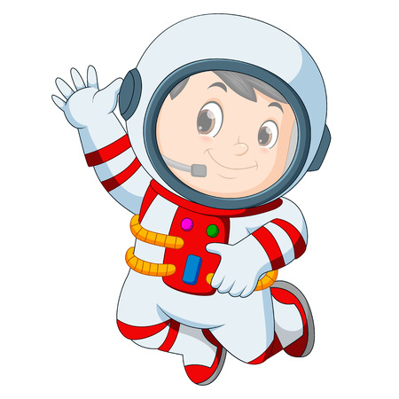 astronaut outfit waving handのイラスト素材