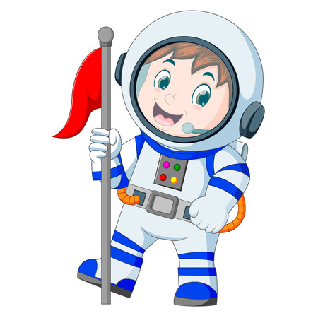 Astronaut in white spacesuit on white backgroundのイラスト素材