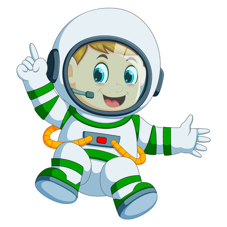 Happy boy in astronaut costumeのイラスト素材