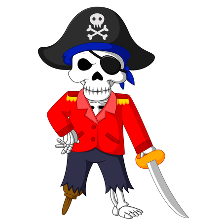 Pirate skeleton carrying swordの写真素材