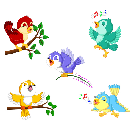 the collection birds with the different color and activitiesの写真素材