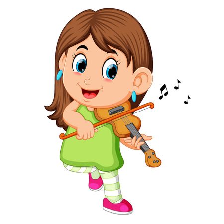 young woman playing violinのイラスト素材