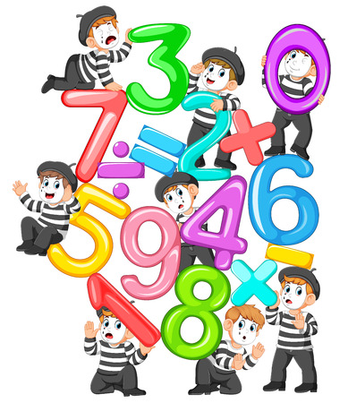 the collection of the jelly number and math tools with the pantomimeのイラスト素材