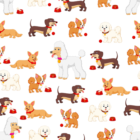 Seamless pattern with different kind of dogsのイラスト素材