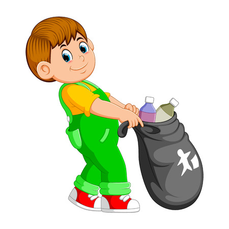 A man carry trash bagのイラスト素材