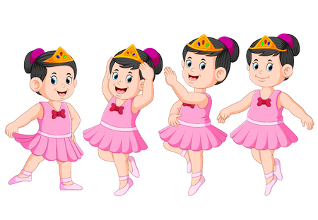 the ballerina is dancing with the beautiful dressのイラスト素材