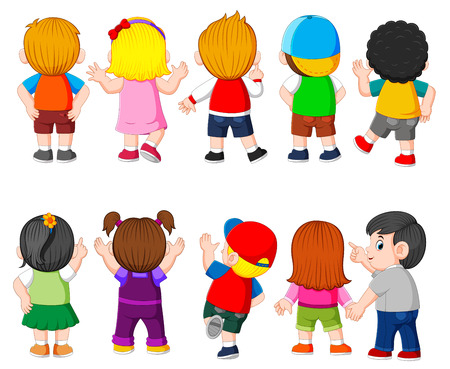the collection of the costume of the student with the different colorのイラスト素材