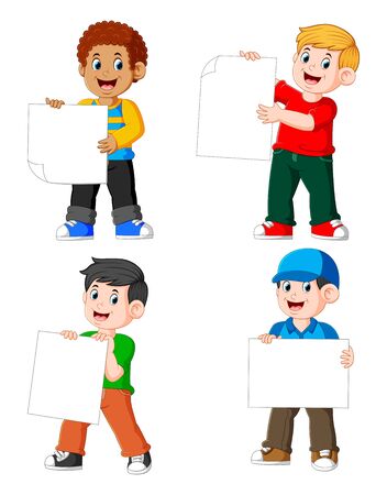 the collection of the man holding the blank paperのイラスト素材