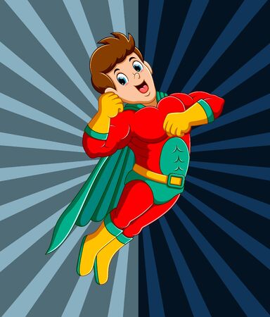 Strong Superhero Man flying of illustrationのイラスト素材