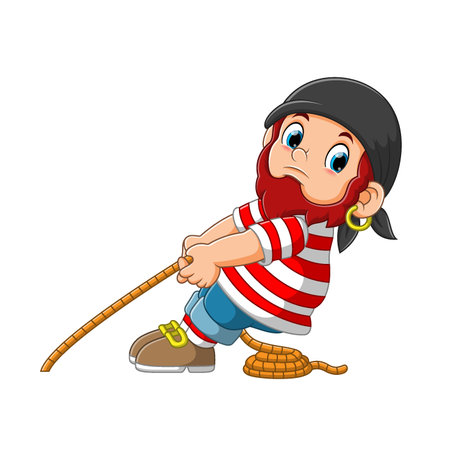 The pirate pulled a rope cartoon character of illustrationのイラスト素材