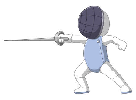 The boy is playing the fencing with the good pose of the illustrationのイラスト素材